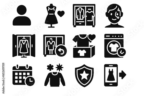 Suggestion challenge wardrobe care room favorite ai icon tech tips preference vector