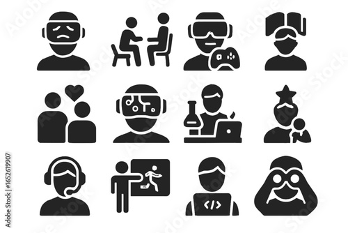 Social trainer emotion therapist icon vector communicator ai operator entertainer gamer simulator