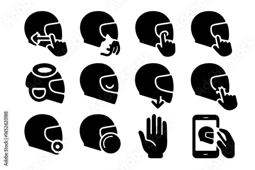 Icon vector helmet button long smart nod scroll remote interface tap control