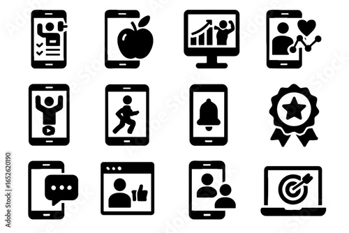 Badge fitness community alert nutrition vector tracker reminder form virtual feedback icon