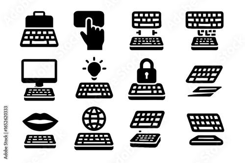 Vector holographic keyboard multiple icon projection layouts mode ultra silent power size
