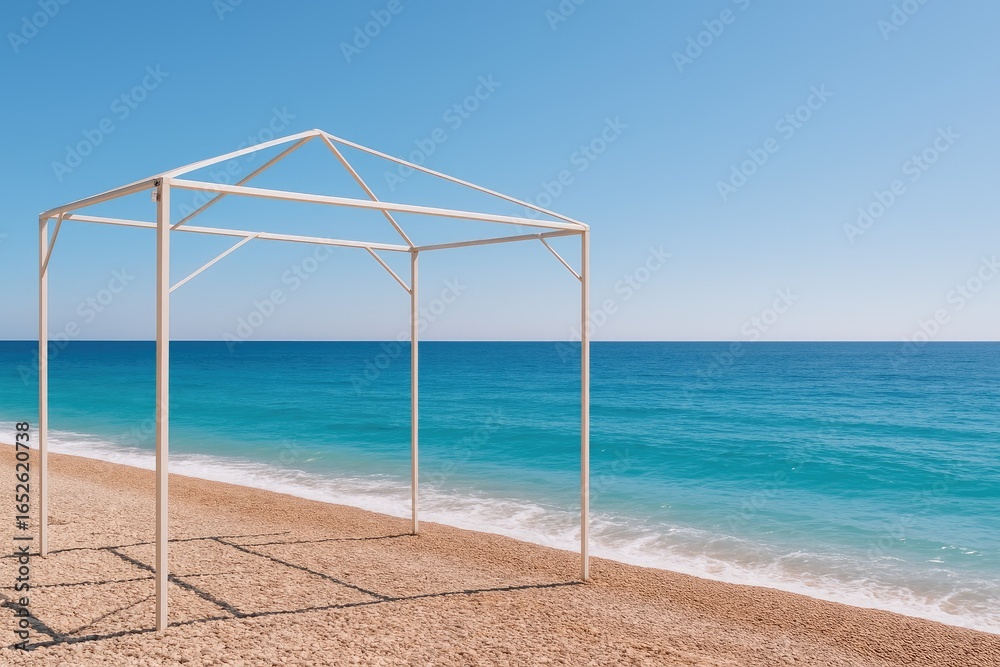 Fototapeta premium Constructed Metal Structure by the Mediterranean Sea