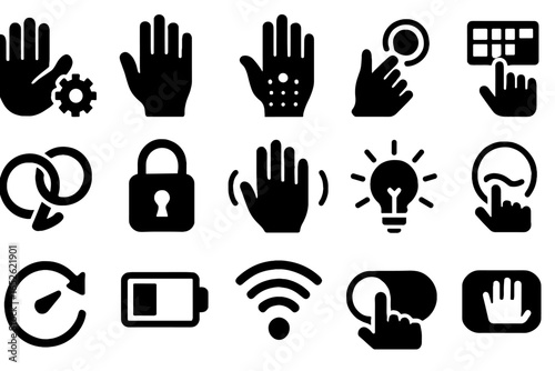 Library sensitivity vector gesture futuristic icon toggle icons privacy motion lock hand