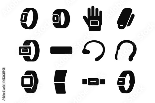 Icon wearable touchpad sensor controller gesture patch vector wristband icons device style