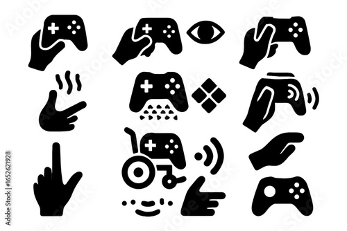 Ergonomic accessibility controller set custom movement icon vector feedback mount mode design