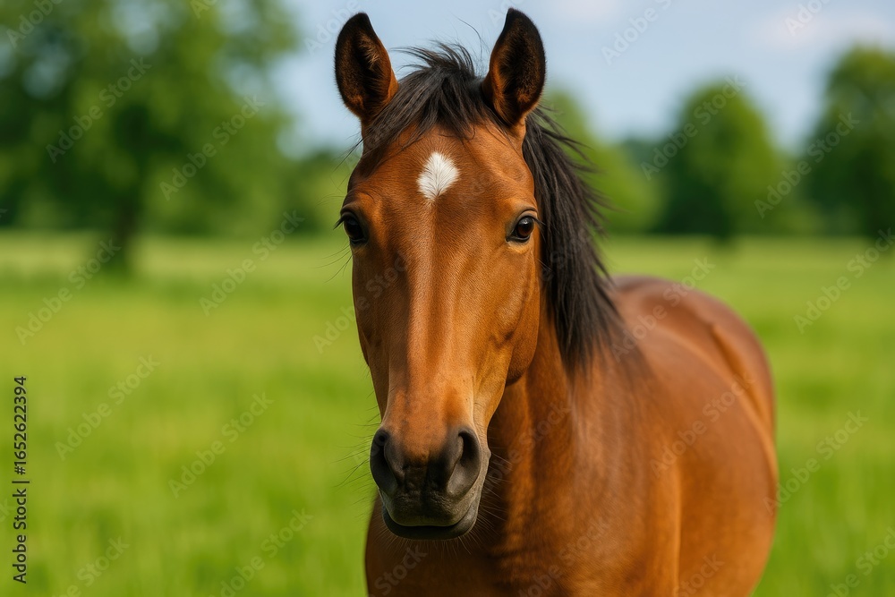 Obraz premium Close-Up of an Endearing Brown Stallion