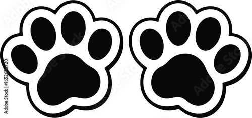 black animal paw prints with claws icon symbol for wild pet dog cat footprint track and veterinary design
