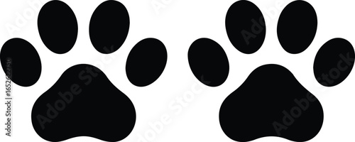 black animal paw prints icon symbol for pet dog cat footprint track wildlife and veterinary design