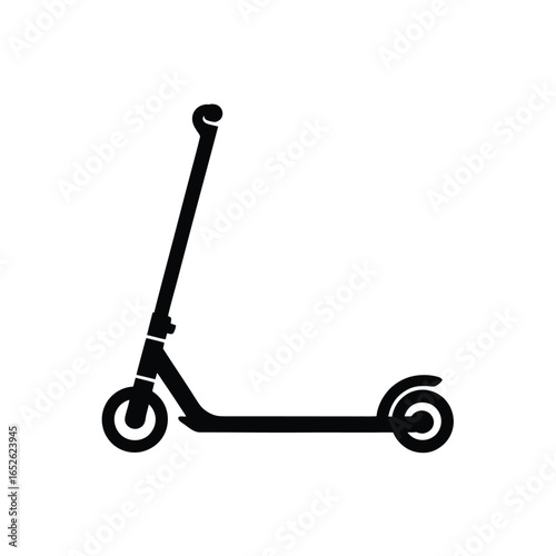 Black silhouette of a kick scooter on a white background transport transportation