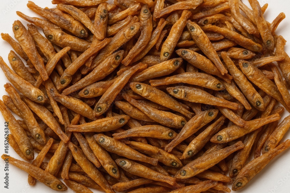 Lightly sautéed dried anchovies for a crispy texture Lightly sautéed dried anchovies for a crispy texture