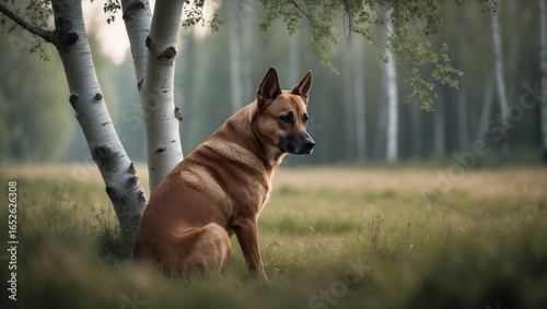 Canine concealed in ambush stance