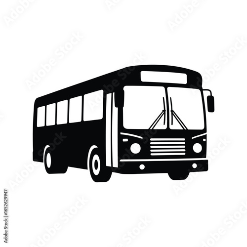 Black silhouette of a vintage bus on a white background transportation