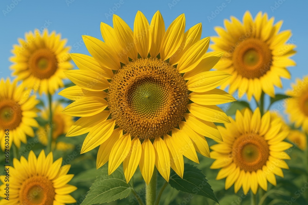 Fototapeta premium Sun-like large yellow flowers in bloom