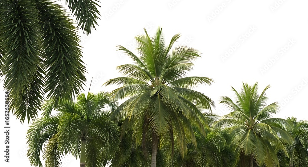 Fototapeta premium Tropical Palm Trees Against White Background