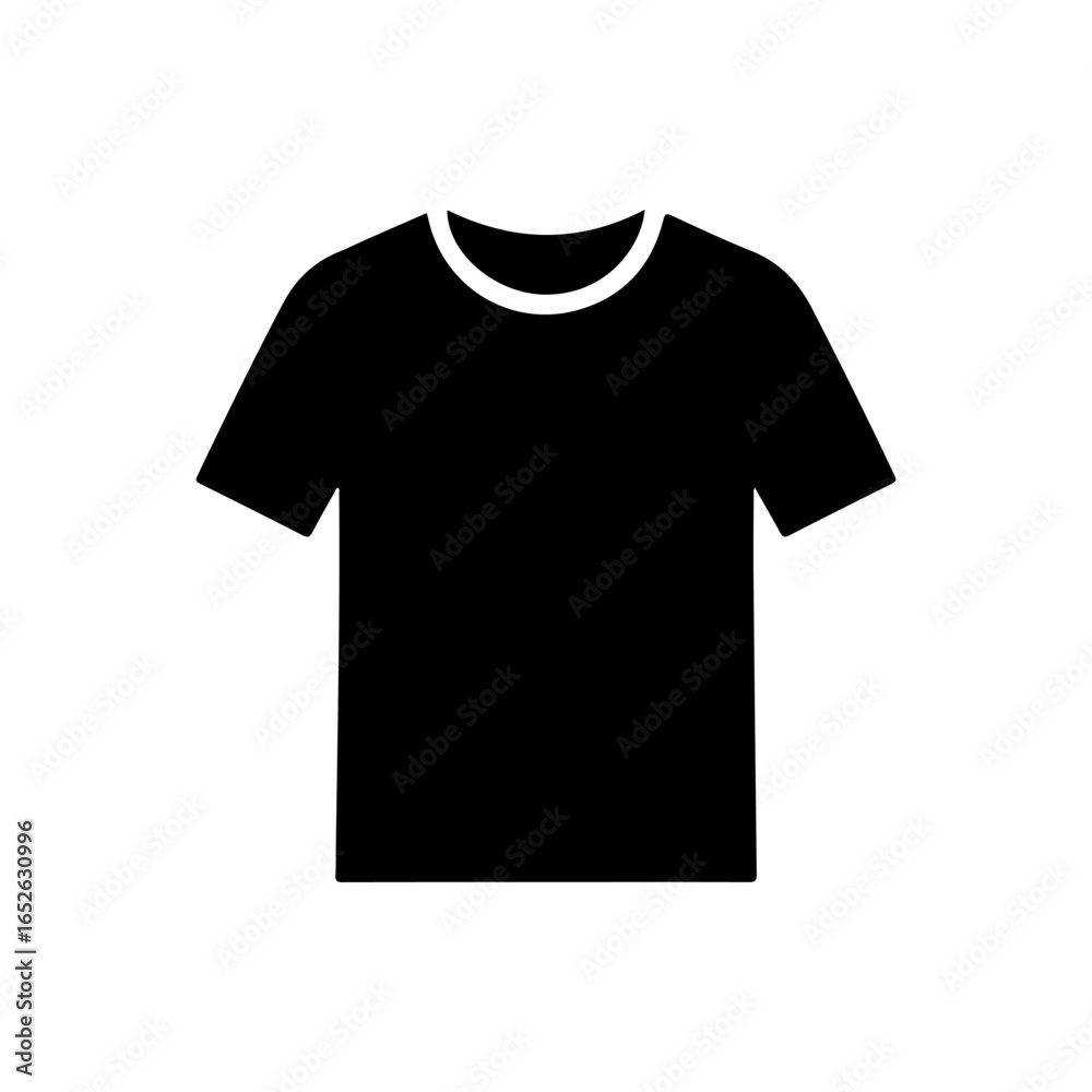Black tshirt silhouette vector flat illustration on white background. Black tshirt silhouette vector flat illustration on white background.