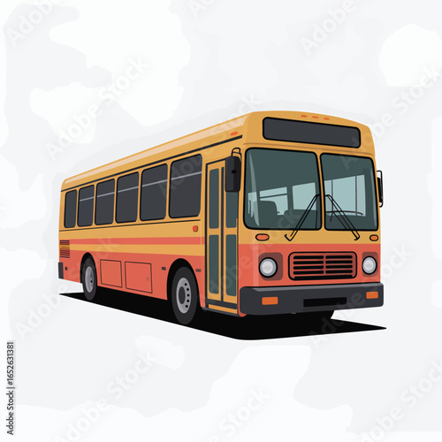 Vintage yellow and orange city bus illustration on white background public transport