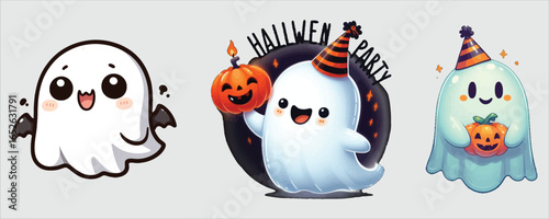 Vector art of cute halloween ghost cartoon character