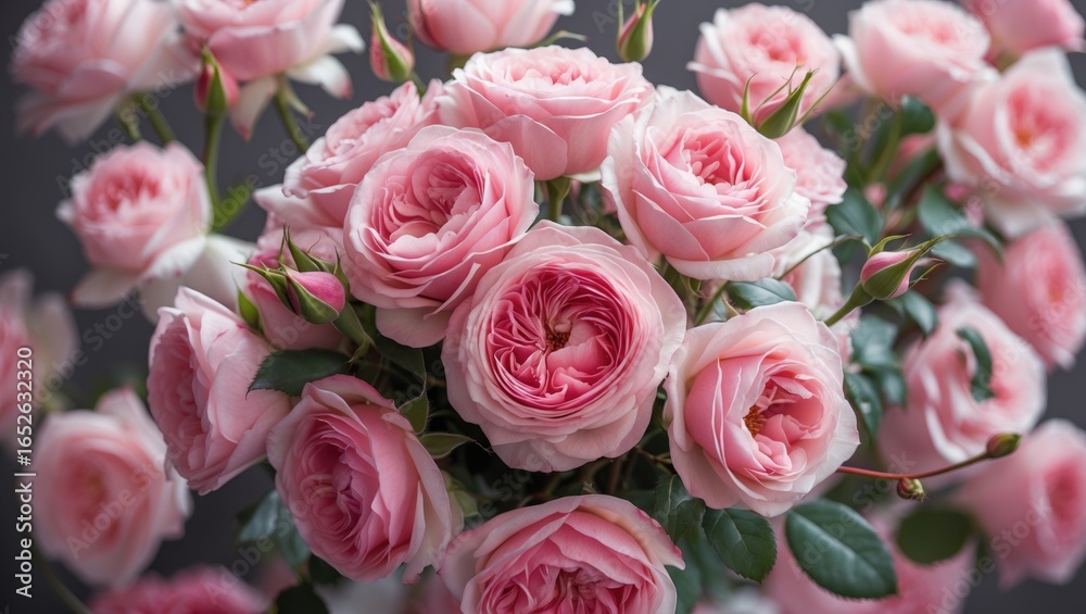 Obraz premium Elegant bouquet of blooming pink roses with a sweet aroma