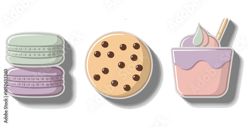 Vector art of sweet desserts isolated on white background