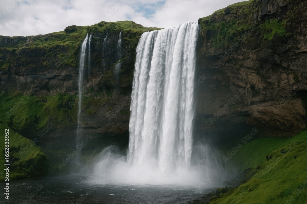 Fototapeta premium A stunning cascade tumbling over a rocky precipice