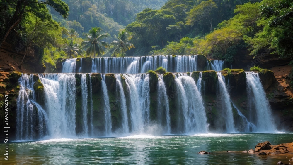 Fototapeta premium Breathtaking Waterfall Scenes from a Tropical Island