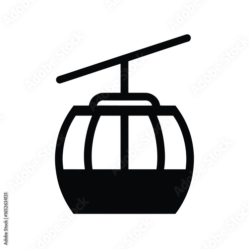 Black silhouette icon of a cable car gondola on a white background ski lift transport