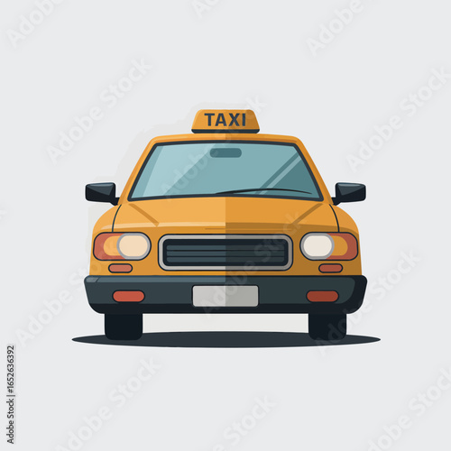Yellow taxi cab front view with TAXI sign on a white background vehicle transport