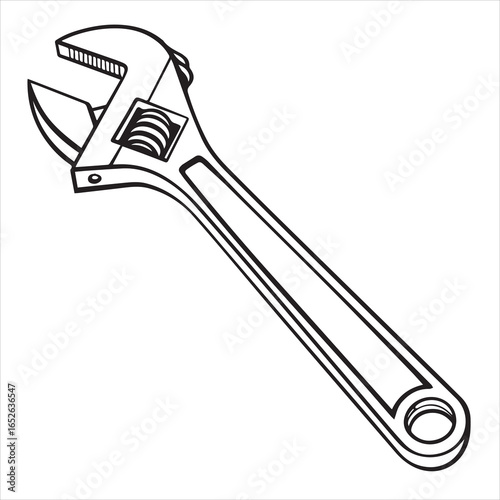 adjustable wrench tool silhouette vector