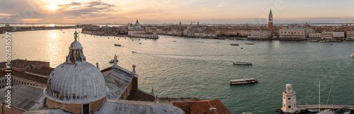 Wallpaper Mural Panoramic aerial view of sunset in Venice from the Cathedral San Giorgio Maggiore bell tower, Venice Torontodigital.ca