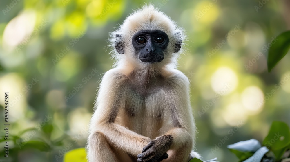 Fototapeta premium Close-up of a young monkey in a forest.