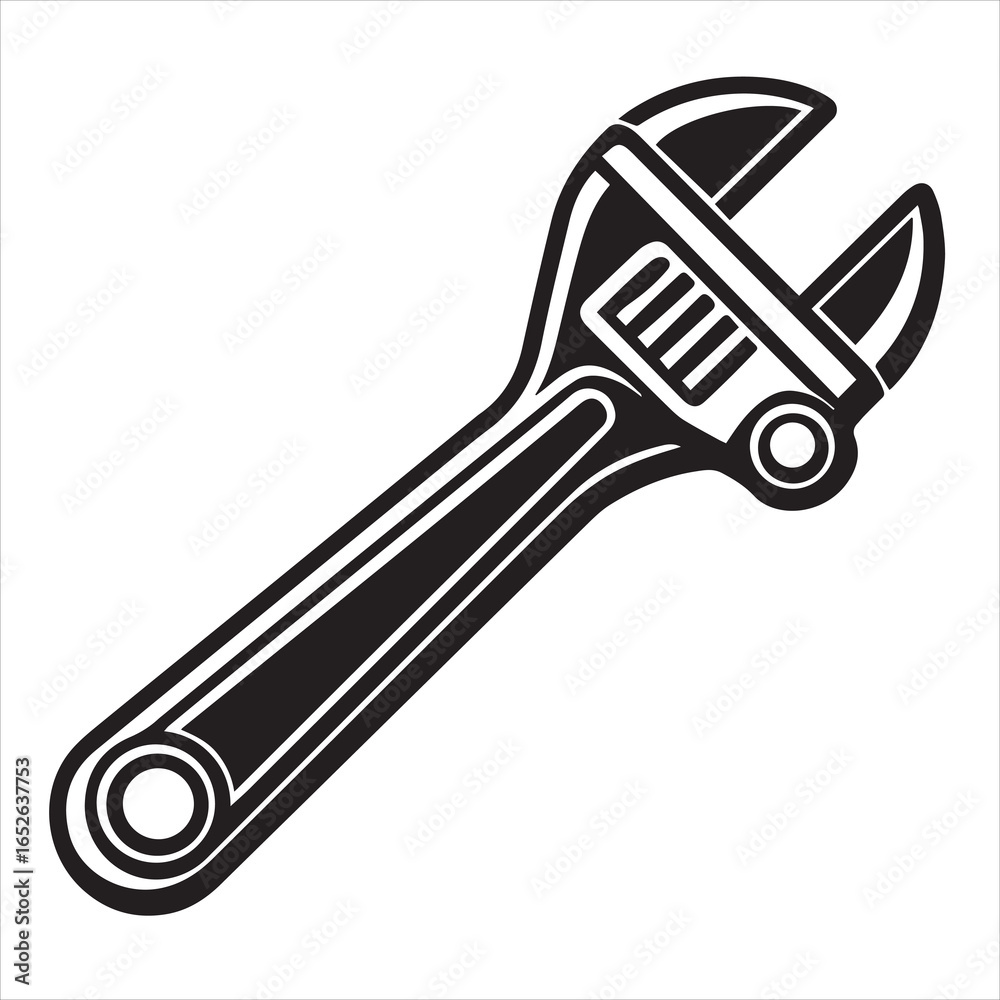 Obraz premium adjustable wrench tool silhouette vector