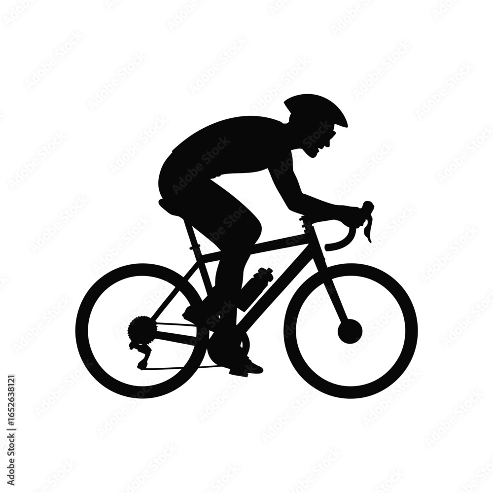 Obraz premium Black silhouette of a cyclist in motion on a white background cycling bicycle