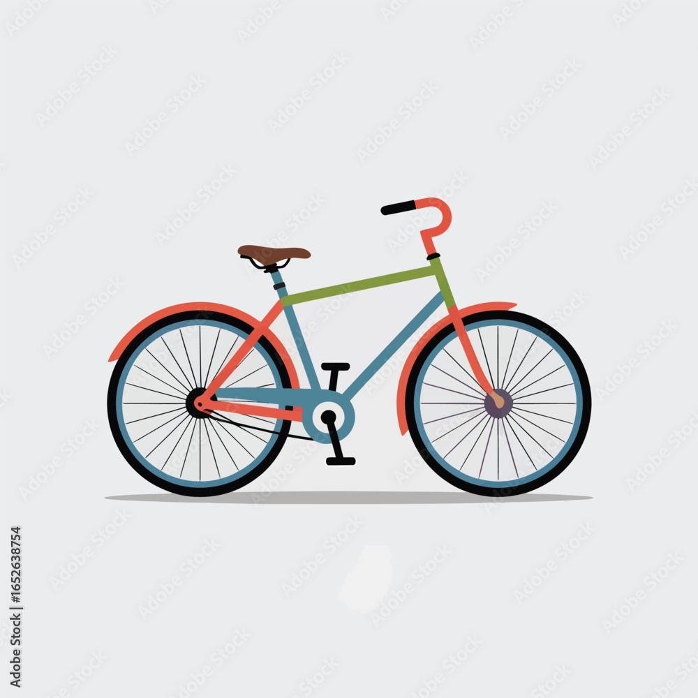 Obraz premium Flat design bicycle with blue wheels and orange frame on white background bike cycling