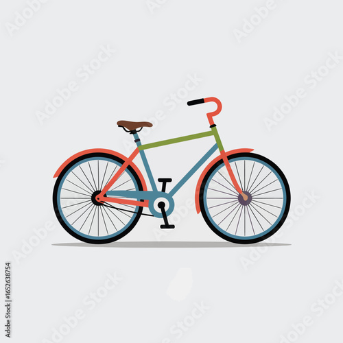 Flat design bicycle with blue wheels and orange frame on white background bike cycling