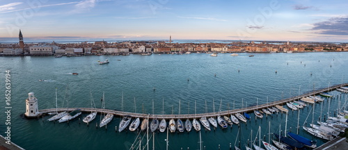 Wallpaper Mural Panoramic aerial view of Venice Marina from the Cathedral San Giorgio Maggiore bell tower, Venice Torontodigital.ca