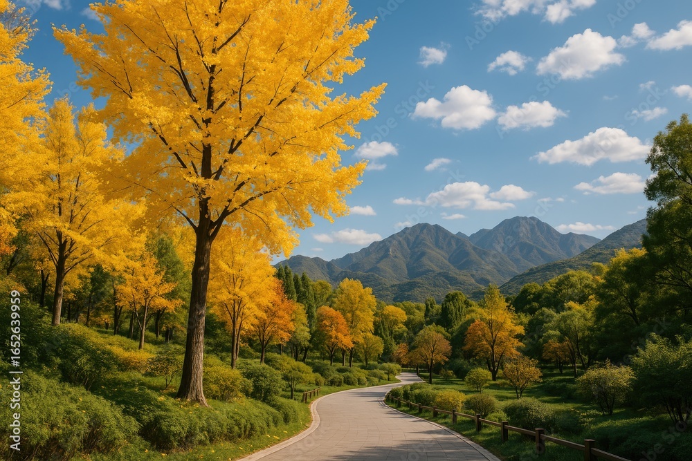 Obraz premium Fall at Mangshan Park in the Major Urban Area