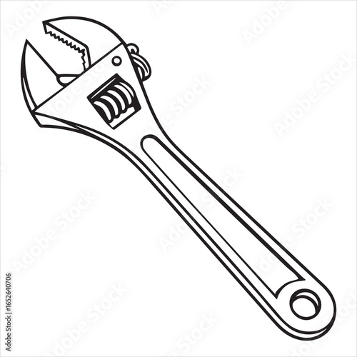 adjustable wrench tool silhouette vector
