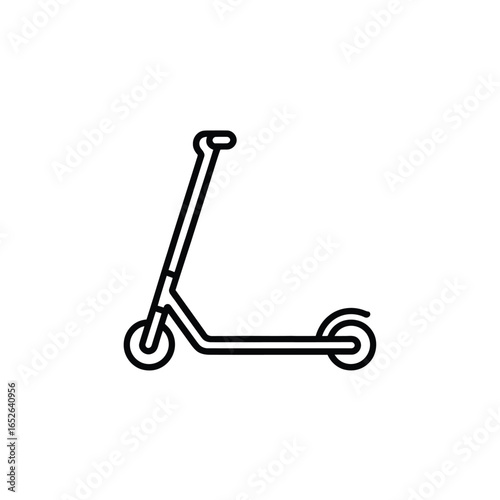 Black and white line icon of a kick scooter transport vehicle