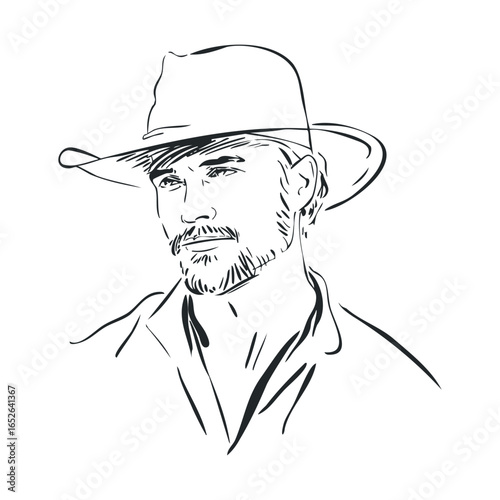 Portrait of a man wearing a cowboy hat and western attire