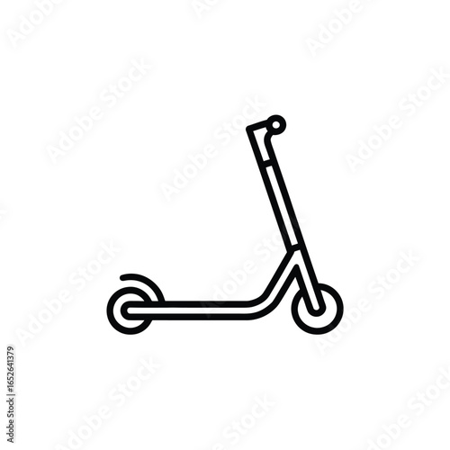 Black outline icon of a kick scooter on a white background electric scooter personal transport
