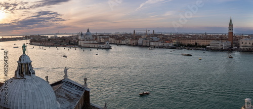 Wallpaper Mural Panoramic aerial view of sunset in Venice from the Cathedral San Giorgio Maggiore bell tower, Venice Torontodigital.ca