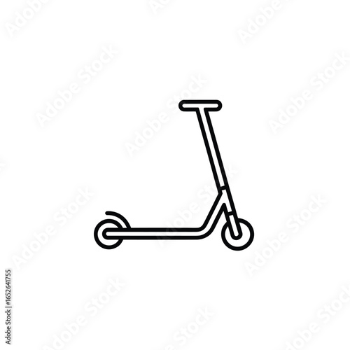 Black line icon of a kick scooter on a white background electric scooter personal transport