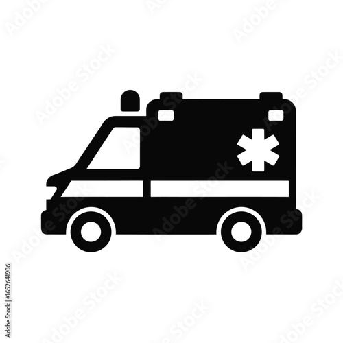 Black silhouette of an ambulance with star of life symbol emergency medical