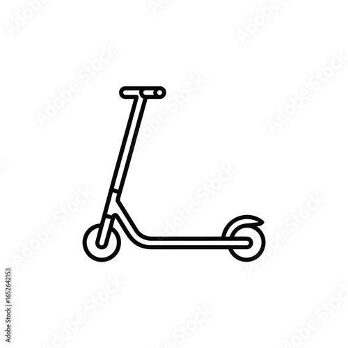 Black line art icon of a kick scooter on white background electric scooter personal transport