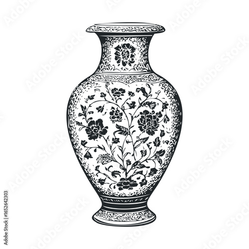Elegant ceramic vase with intricate floral designs for decor