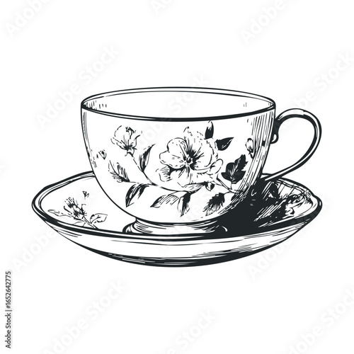 Elegant floral tea cup and saucer design for kitchen decor