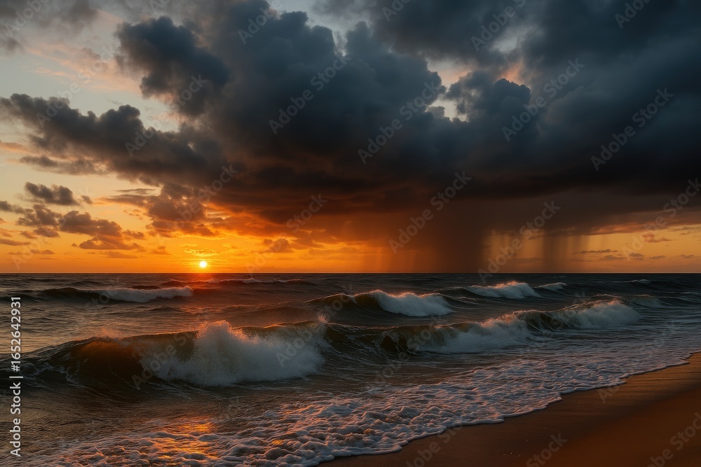 Obraz premium Fall gale sweeping across the northern sea