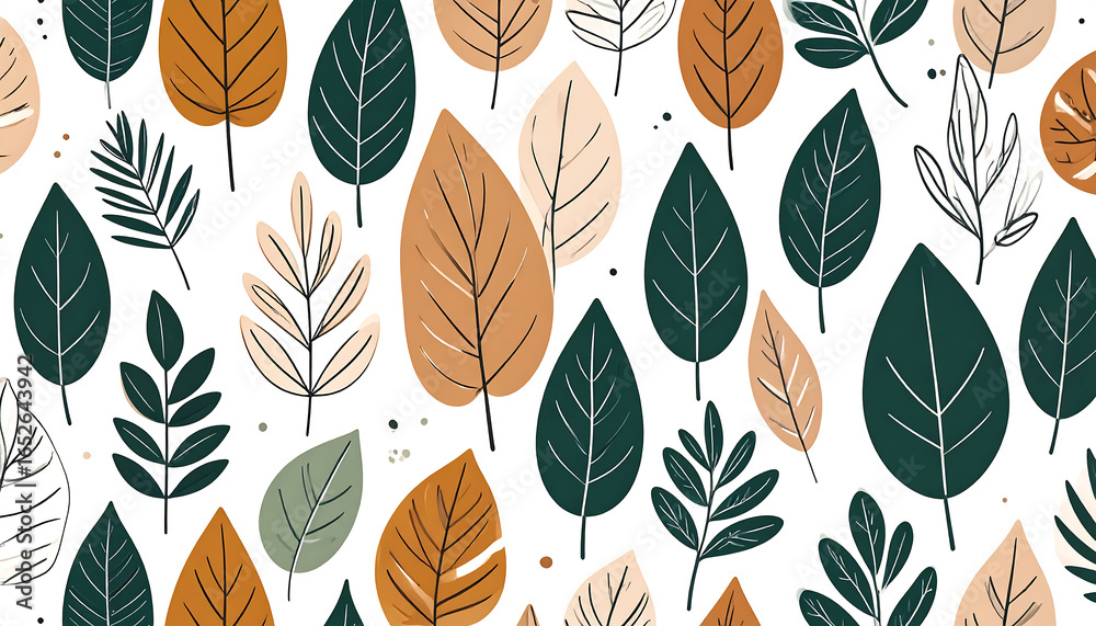 Fototapeta premium Autumn Leaves Seamless Pattern Design.