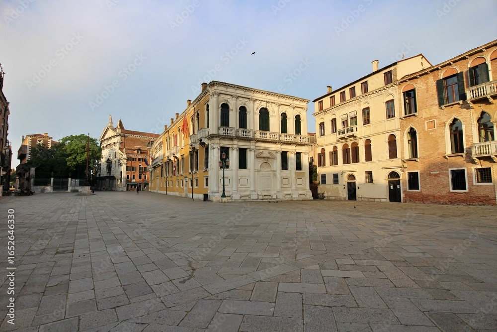 Fototapeta premium Morning view of Campo Santo Stefano (city square) in Venice, Italy
