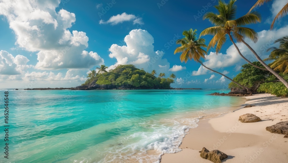 Fototapeta premium Gorgeous island retreat featuring exotic beaches and clear blue waters